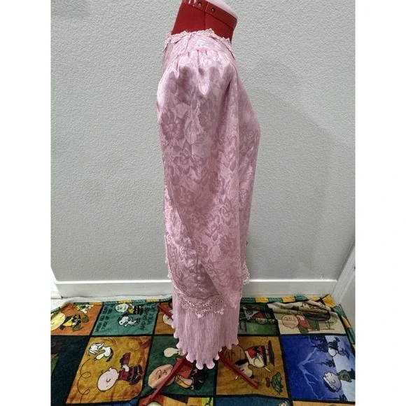 Vintage After Dark‎ Pink Floral Lace Bow Pleated Midi Dress Women's - Picture 3 of 8